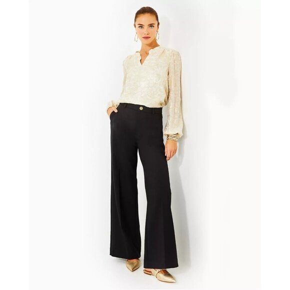 NWT Lilly Pulitzer 33" Colletti High Rise Trouser 16 in Noir black - Picture 1 of 10